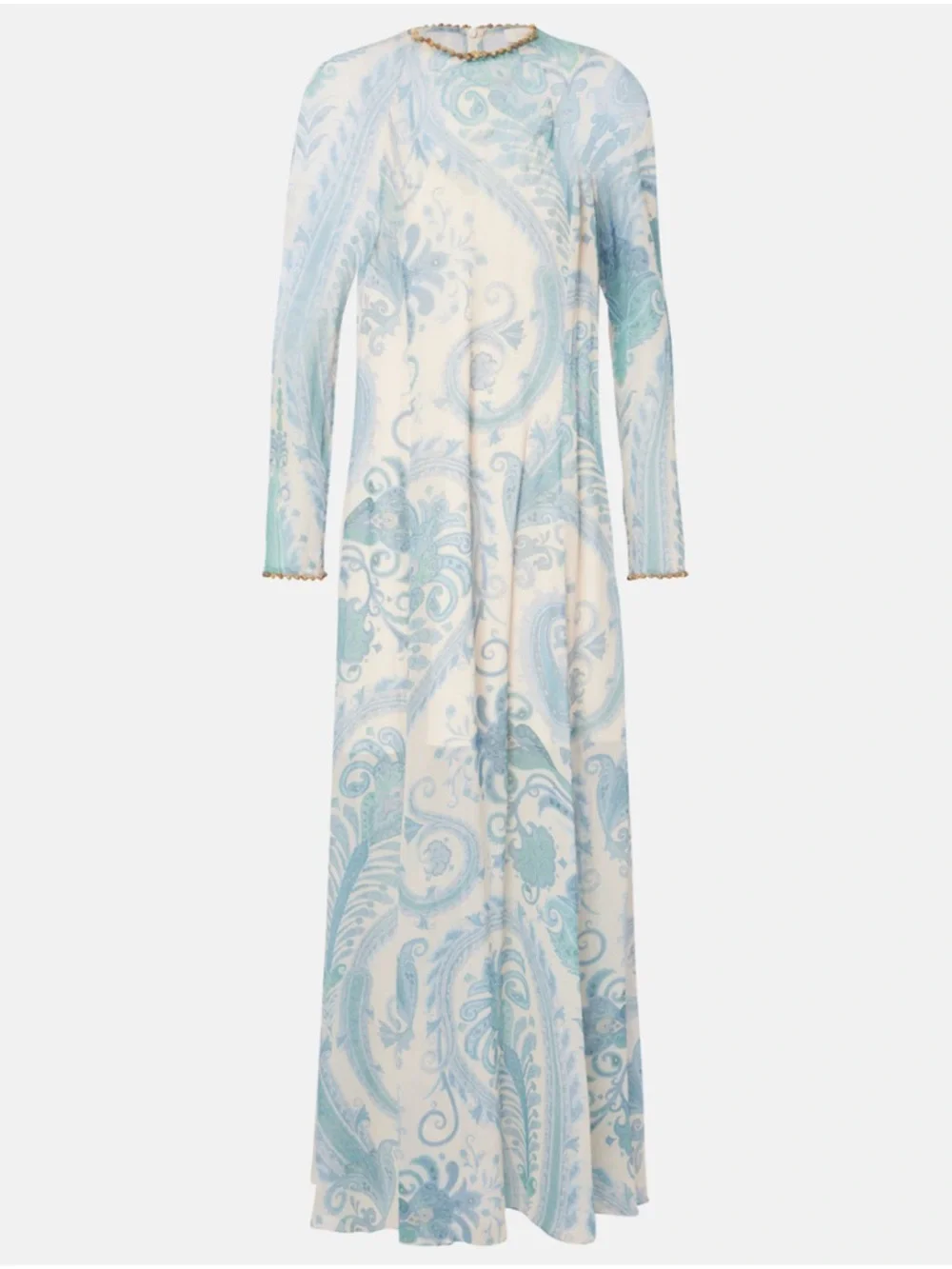 Zimmermann Cream and Light Blue Paisley Long-Sleeve Maxi Dress - Picture 3 of 13